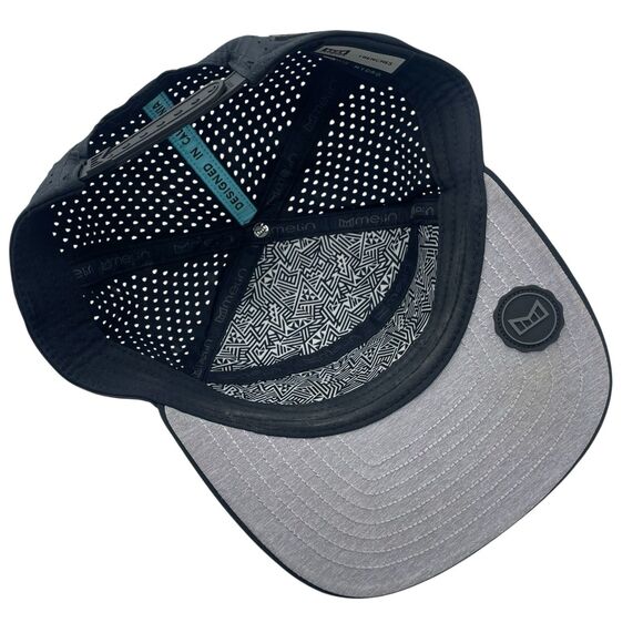 Melin Hat Cap Black Hydro Trenches Perforated Size Adjustable Snap Back 58cm - Picture 7 of 8